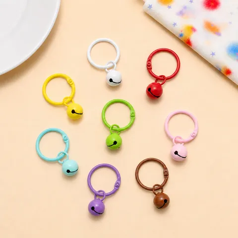Bonbonfarbenes Eingebranntes Lackieren Metall Glocke Schlüsselanhänger Ring Metall Binder Ring DIY Tasche Anhänger Perler Perlen Zubehör Großhandel