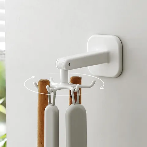 360 Grad Drehbarer Küchenhaken Wandmontierter Pfannenwenderhalter Löffel Aufbewahrung Ohne Bohren Selbstklebender Organizer