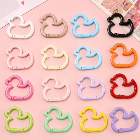 Bunte Legierung Ente Federring Schlüsselanhänger DIY Schmuck Zubehör Süße Tierform Karabinerhaken Verbinder Für Taschenbasteln