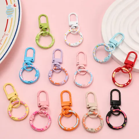Bunte Lackierte Donut Feder Schnalle Schlüsselanhänger DIY Schmuck Zubehör