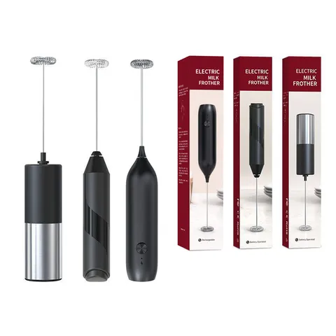 Handheld Electric Milk Frother Stainless Steel Whisk Coffee Stirrer Rechargeable Battery Operated Foam Maker Kitchen Tool