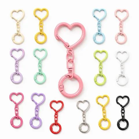 Buntes Herz Federkarabiner DIY Schlüsselanhänger Tasche Anhänger Metall Karabinerhaken Ring Bastelzubehör