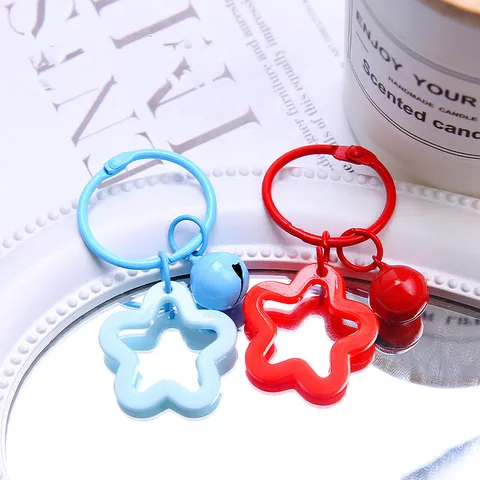 Colorful Five Pointed Star Acrylic Keychain Resin Bag Pendant Cute Couple Earphone Case Hanging Ornament Gift