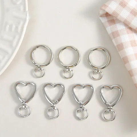 DIY Zinklegierung Feder Karabinerhaken Herz Rund Drehbar Verbinder Schlüsselanhänger Ring Bastelzubehör Schmuckkomponenten
