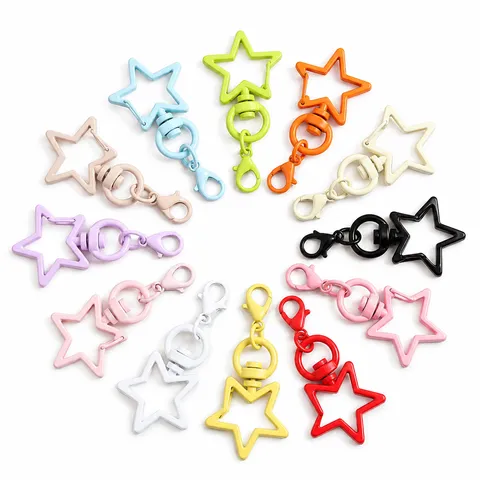 Zinklegierung Bemalt Pentagramm Karabinerhaken Schlüsselanhänger DIY Basteln Zubehör Süß Tasche Charm Schmuckherstellung