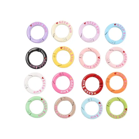 Buntes Rundes Metall Federring DIY Schmuck Schlüsselanhänger Taschenanhänger Glücksbringer Buchstabe Emaillierter Federring Zubehör