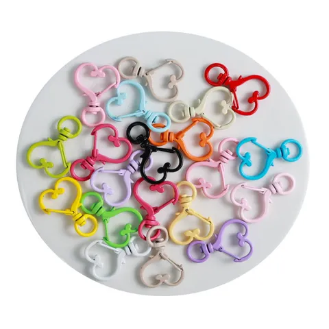 Mosquetons Et Anneaux À Ressort En Alliage En Forme De Cœur Colorés Pour Accessoires De Bijoux DIY Et Pendentifs