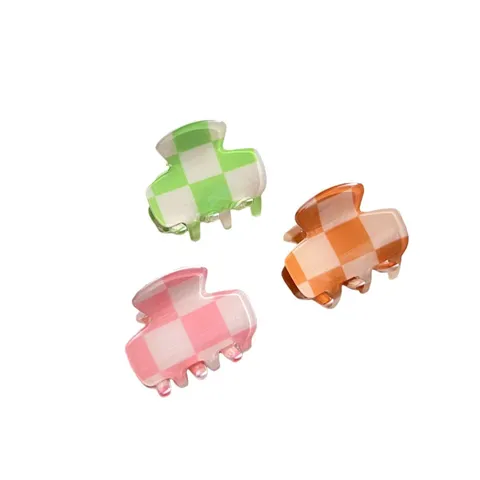 Molla per Capelli in Acrilico a Scacchiera Dolce Geometrica Piccola Molletta Accessori per Capelli Quotidiani per Donne