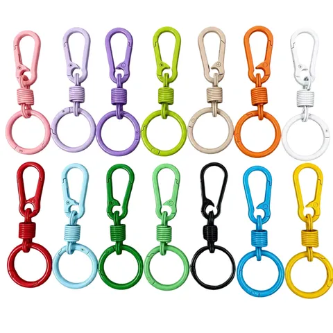 Bunt Lackiert Schlüsselanhänger Legierung Feder Ring Karabiner DIY Schmuck Anhänger Auto Schlüsselring Tasche Hängende Ornament Zubehör