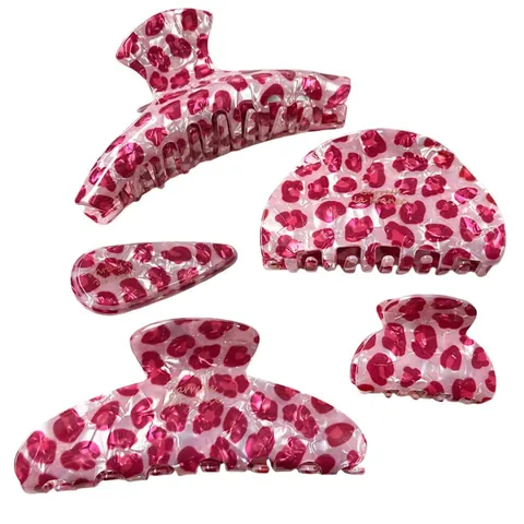 Stile Coreano Rosa Stampa Leopardo Acetato Imitazione Molla per Capelli Accessori per Capelli per Donne Dolce Styling Quotidiano