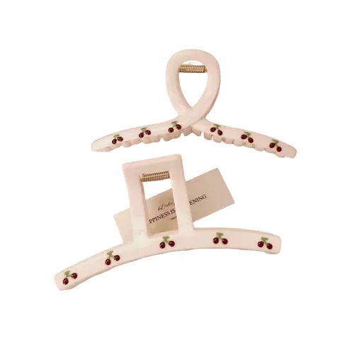 Coreano Dolce Ciliegia Stampa Resina Molla per Capelli Grande Pinza Squalo Carino Accessori Capelli Donna