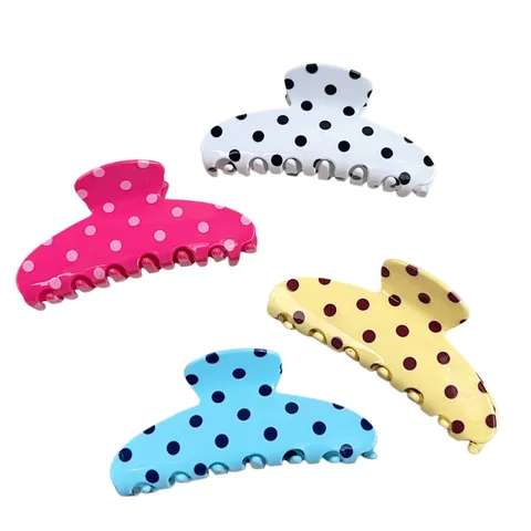 Fermaglio per Capelli Coreano Dolce a Pois in Acetato di Cellulosa Clip Squalo Moda Accessori per Capelli Coda di Cavallo Per Donne Styling