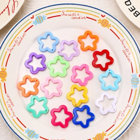 Bunte Acryl Fünfeckige Stern Anhänger DIY Schmuckherstellung Zubehör Süße Stern Charms Für Schlüsselanhänger Tasche Dekoration