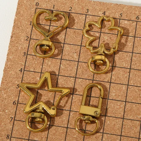 Cierre Giratorio de Acero Inoxidable Forma de Corazón Estrella Flor Conectores de Joyería DIY para Bolso Pulsera Hecho a Mano Oro Plata