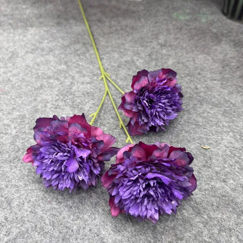 Artificial Silk Peony Flower Branch With Silk Cloth Plastic Iron Wire Realistic Fake Peony Bouquet For Wedding Home Table Arrangement Decor