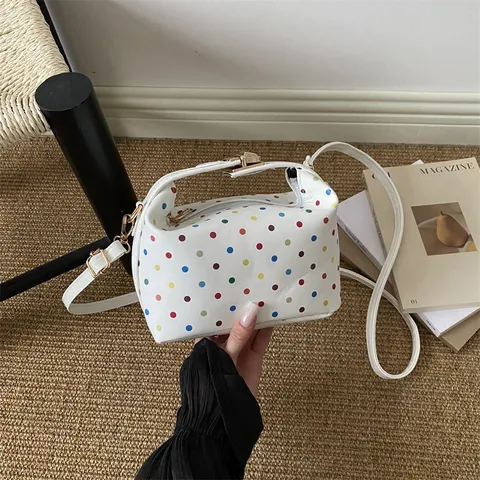 Fashion Polka Dot Women Makeup Bag Large Capacity Soft PU Leather Portable Handheld Toiletry Storage Bag Travel Pouch Bag