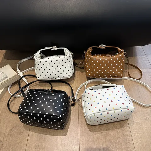 Fashion Polka Dot Women Makeup Bag Large Capacity Soft PU Leather Portable Handheld Toiletry Storage Bag Travel Pouch Bag