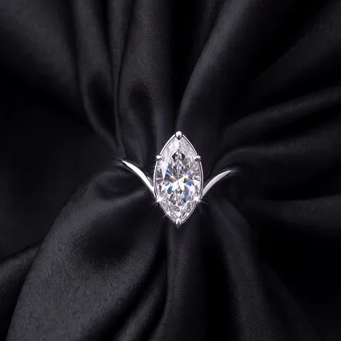 Marquise Slijpvorm Moissaniet Ring 925 Sterling Zilver Gedraaide Ringband Verguld Met GRA Certificaat Voor Vrouwen Sieraden