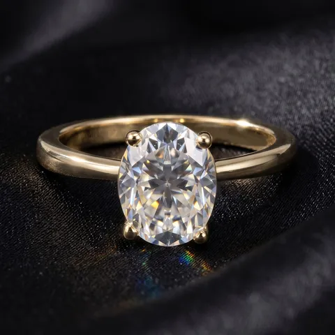 GRA Moissanite Bague en Argent Sterling 925 Taille Ovale Couleur D VVS Moissanite Diamant Bague de Fiançailles Bijoux Fins Minimalistes pour Femme