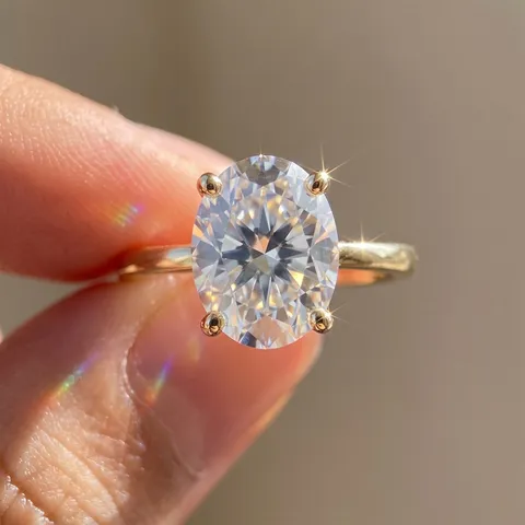 GRA Moissanite Bague en Argent Sterling 925 Taille Ovale Couleur D VVS Moissanite Diamant Bague de Fiançailles Bijoux Fins Minimalistes pour Femme