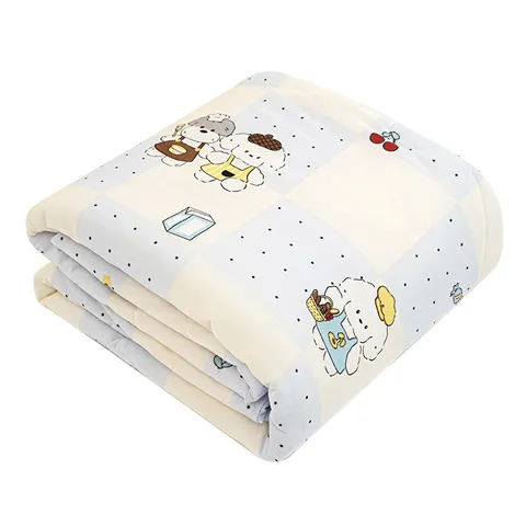 Baby Summer Quilt Kids Cooling Blanket Soft Breathable Ice Silk Infant Nap Blanket Cartoon Print Toddler Bedding