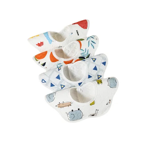 Pure Cotton Baby Bibs Waterproof Cute Cartoon Print Newborn Feeding Bib Infant Soft Saliva Towel For Boys Girls