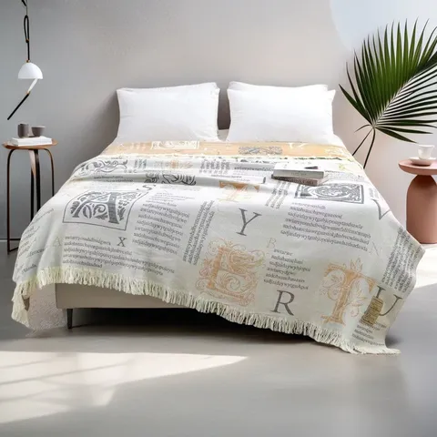 Pure Cotton Gauze Towel Blanket Soft Summer Air Conditioning Quilt European Style Fringe Throw Blanket for Home Bed