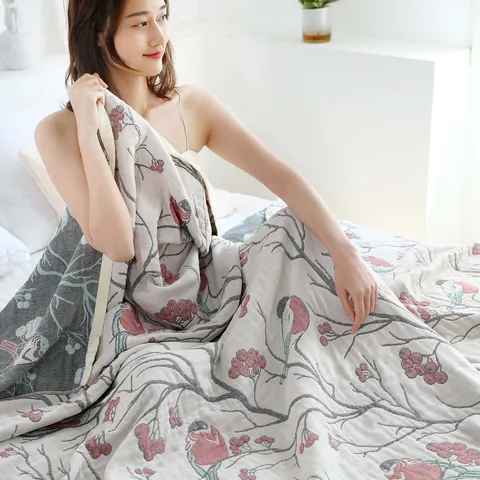 Cotton Gauze Towel Quilt Soft Breathable Summer Blanket Single Double Bed Air Conditioning Quilt Home Bedding