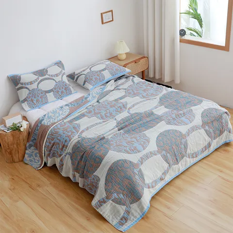 Four Layer Pure Cotton Gauze Blanket Soft Summer Quilt Lightweight Breathable Air Conditioning Blanket Sofa Throw Bedding Home Decor