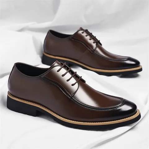 Chaussures Habillées d'Affaires pour Hommes Bout Pointu à Lacets Formelles Respirantes Oxford Pour le Travail Quotidien