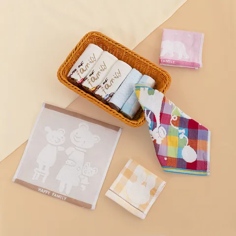 Baby Pure Cotton Square Towel Soft Handkerchief Absorbent Saliva Towel Newborn Cartoon Bear Print Infant Washcloth