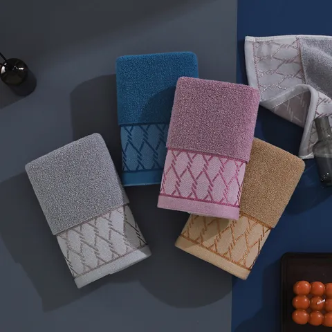 Pure Cotton Thickened Absorbent Face Towel Bath Towel Set Home Household Grid Pattern Soft Washcloth Bathroom Towels
