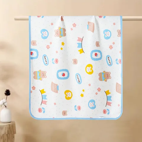 Waterproof Baby Pee Pad Cotton Breathable Toddler Mattress Protector Cartoon Castle Design Washable Infant Urine Mat