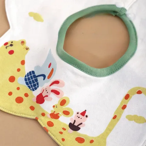 Newborn Infant Cotton Waterproof Baby Bib Cute Cartoon Animal Print Saliva Towel Breathable Feeding Bib For Toddler