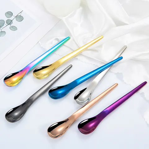 Stainless Steel Coffee Spoon Mirror Polished Stirring Spoon Gold Silver Rose Gold Small Spoon For Ice Cream Dessert Kitchen Dining