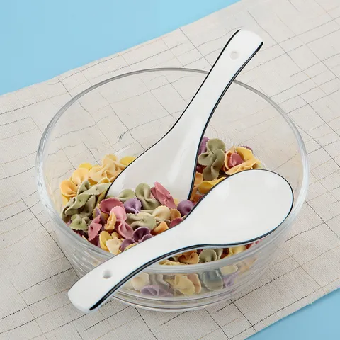 Creative Ceramic Soup Spoon Thickened Long Handle Spoon Household Large Soup Spoon Tableware Ceramic Spoon