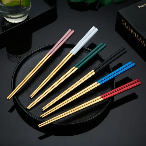 Stainless Steel Chopsticks Square Metal Chopsticks Reusable Chopsticks Modern Minimalist Kitchen Dining Tableware