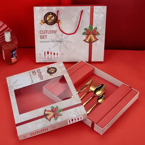 Christmas Gift Box Stainless Steel Knife Fork And Spoon Tableware Kitchen Dining Luxury Cutlery Collection