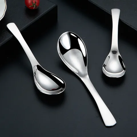 Stainless Steel Soup Spoon Household Thickened Dinner Spoon Modern Minimalist Tableware Kitchen Dining Tool