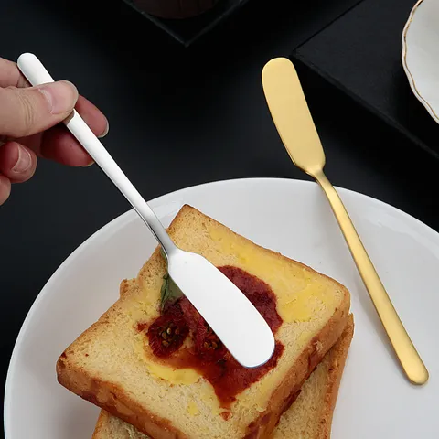Coltello da Burro in Acciaio Inossidabile Manico Lungo Spalmatore di Crema Spatola per Torta Coltello da Marmelade Cucina