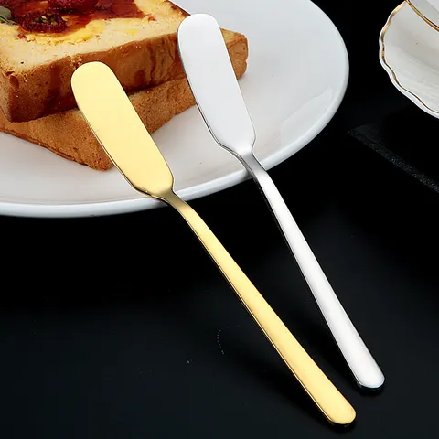 Coltello da Burro in Acciaio Inossidabile Manico Lungo Spalmatore di Crema Spatola per Torta Coltello da Marmelade Cucina