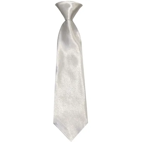 Childrens No-Tie Necktie Satin Fabric Adjustable Elastic Band White Neckwear For School Party Kids Fashion Accessories