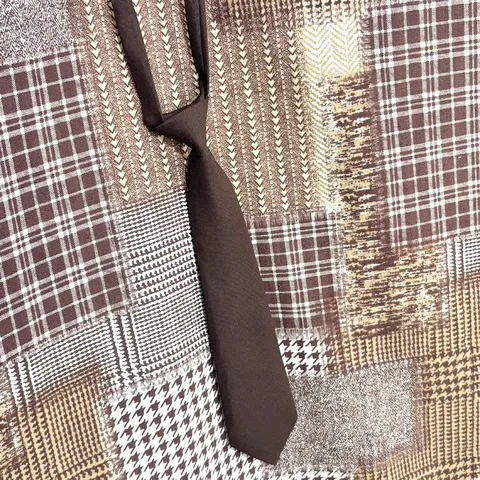 Solid Color Pre Tied Small Tie Retro Casual Polyester Necktie For Students Children Shirt Accessories Dark Brown