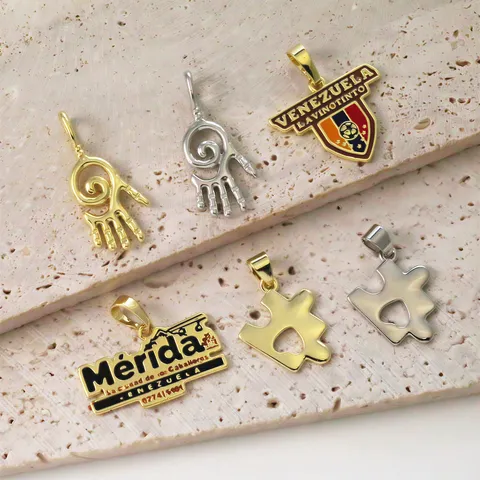 Copper Gold Plated Heart Puzzle Palm Pendant DIY Necklace Making Personalized Venezuela Merida Shield Charms Jewelry