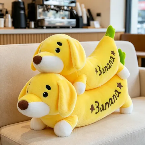 Creatieve Grappige Bananenhond Lange Pluche Slaapkussen Zachte Knuffel Pop Bed Sierkussen Woondecoratie