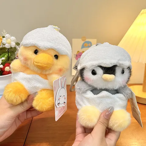 Süße Eierschalen Pinguin Dinosaurier Küken Plüschtier Anhänger Weich Gefüllte Tierpuppe Schlüsselanhänger Tasche Hängende Dekoration