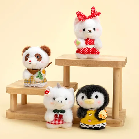 Süßer Plüsch Tier Schlüsselanhänger Pinguin Panda Weiße Katze Pony Mini Stofftier Tasche Charm Schlüsselring Deko Geschenk Kinder