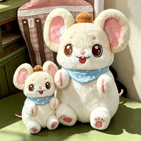 Peluche di Topo alle Castagne Dolci Simpatica Bambola di Topo di Peluche Con Sciarpa a Stella Morbido Cuscino a Topo Per Regalo di Compleanno Bambini Ragazze