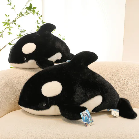 Cute Killer Whale Plush Toy Stuffed Animal Soft Pillow Ocean Life Doll Kids Birthday Gift Home Decor Black