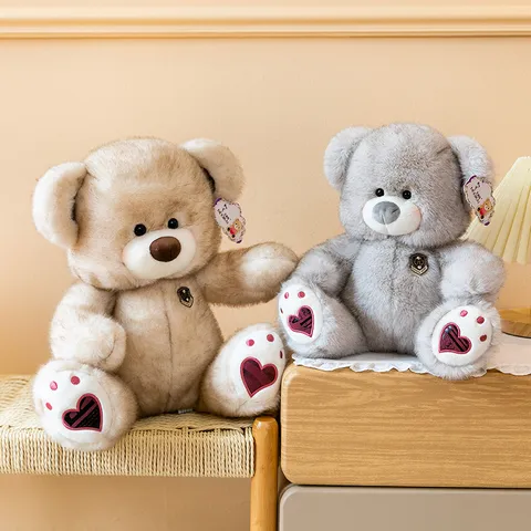 Cute Teddy Bear Plush Toy Stuffed Animal Soft Cuddly Doll With Bowknot Heart Embroidery Birthday Gift For Kids